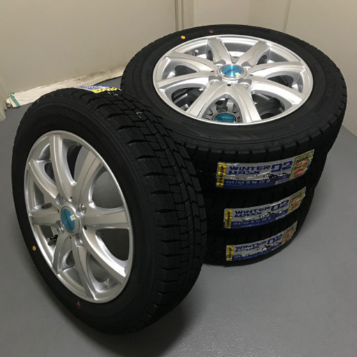 [新品未使用]WINTER MAXX02 155/65R14アルミホイール付4本セット14×4.5J +45 2019年製造 DUNLOPスタッドレスタイヤ