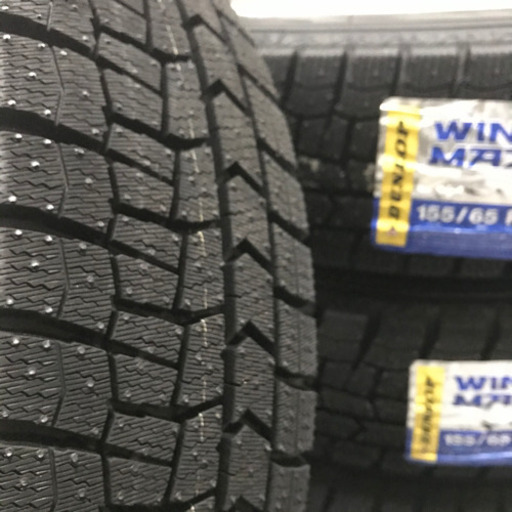 [新品未使用]WINTER MAXX02 155/65R14アルミホイール付4本セット14×4.5J +45 2019年製造 DUNLOPスタッドレスタイヤ