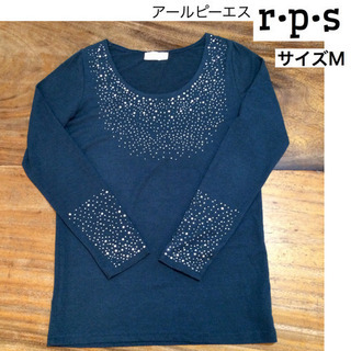 r・p・s  アールピーエス カットソー クリスタル付 ネイビー M