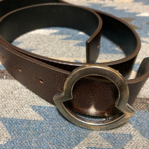 MONCLER モンクレール レザー  ベルト 茶×銀 88cm