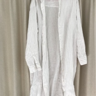 麻 100パー シャツワンピース