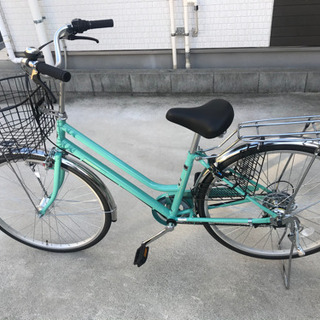 美品希少❗️️26インチ　6段変速　ティファニーグリーン自転車　シマノ　