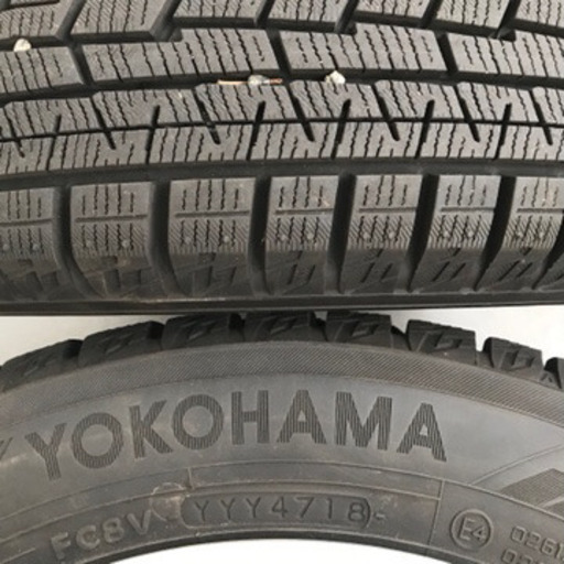 125-1ヨコハマICE GUARD6 155/65R14 14×4.5J +45 ダイハツ純正アルミホイール付4本セット2018年製造バリ山BRIDGESTONEスタッドレス