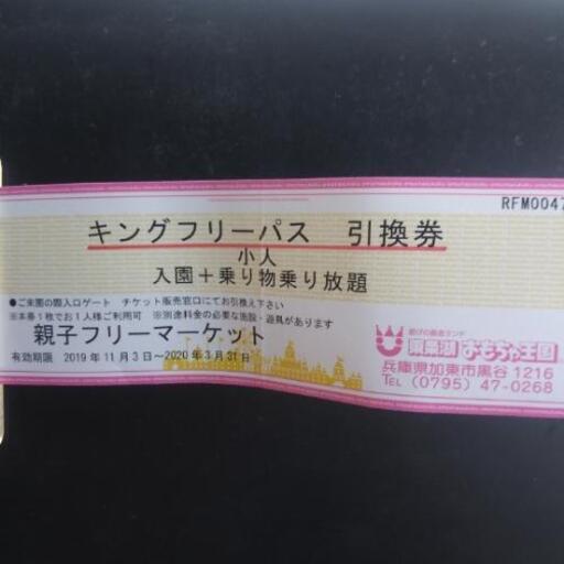 東条湖おもちゃ王国のキングフリーパス引換券
