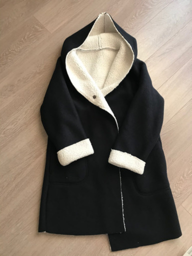 最終セール【未使用】冬　ボア　白　黒　コート　コーディガン