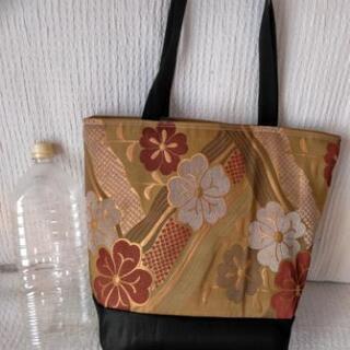 帯デカバッグ　カーキゴールド×桜