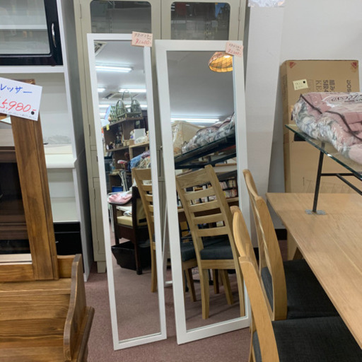 ★ホワイトスタンドミラー★2点入荷！！通常サイズ