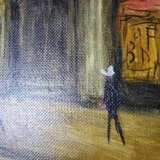 昭和の実力作家 小宮山恒男 「ヨーロッパ」 油彩画 額入 額装 真作