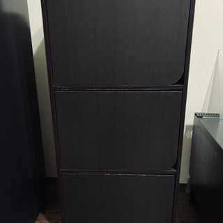 ★扉付き★3段カラーボックス ブラック