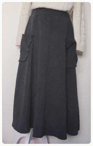 ご購入者様決定【美品✧merlot】コーデュロイロングフレアスカートAライン ビッグポケット