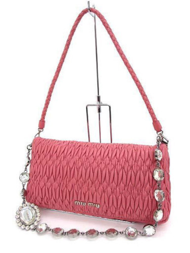 美品 ミュウミュウ ナッパクリスタル 3WAYショルダーバッグ RP0233