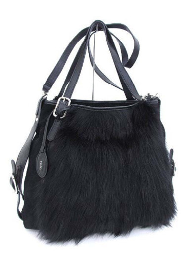 美品 トッズ TOD'S ファー×スエード 2way ラージ トートバッグ