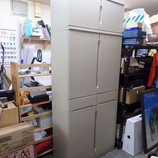 起立木工 ダイニング 食器棚 N105 アイボリーウレタン 家具 インテリア W 900×H 2200(1800)×D 420mm 新札幌発