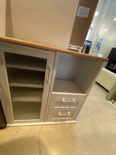 食器棚 収納棚 レンジ台 白×茶 中古品