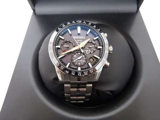 『キャッシュレス決済対応』美品/セイコー アストロンソーラーGPS電波時計 メンズ時計 SBXC003 TI/セラミック 黒文字盤◆メーカー保証付