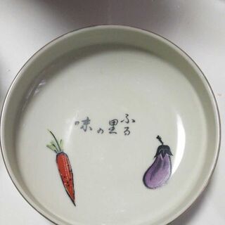 茄子と人参柄  大皿１枚&小皿５枚セット