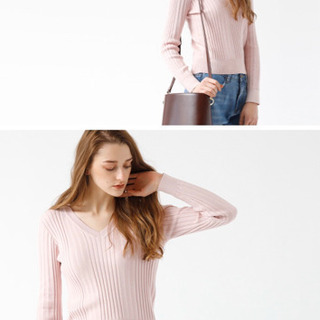 titivate ランダムリブVネックプルオーバー グレーの画像