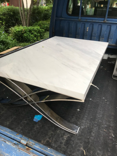 高級 天然大理石 ローテーブル 白色基調 引き取りのみ