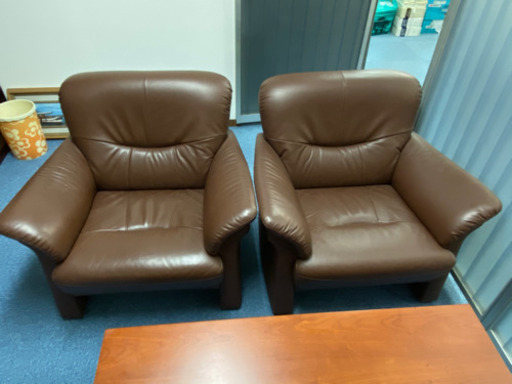 値段下げました！本革ソファー　応接セット　取りに来てくださる方限定