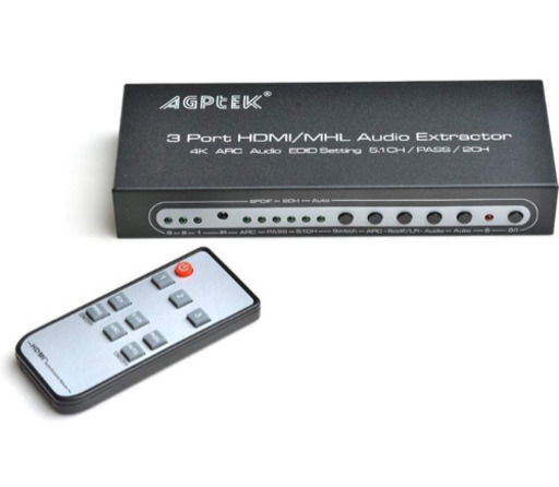 【新品未使用】【PSE認証済み】【HDMI/MHL→5.1CH/PASS/2CH】3ポート-3入力1出力 HDMI分離機 複数の機器を自由に切替 4Kx2K*ARC*3D対応