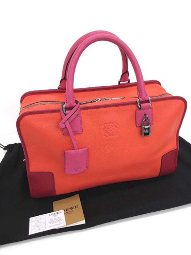 美品 LOEWE ロエベ アマソナ36 コーラル×マゼンタ 352.35AA22