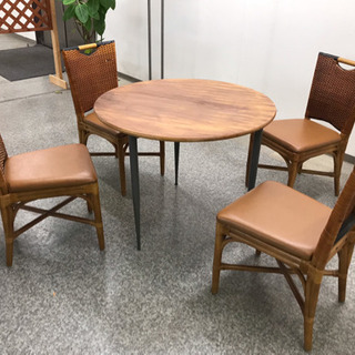 良い CRES椅子4脚+円卓テーブルの5点セット