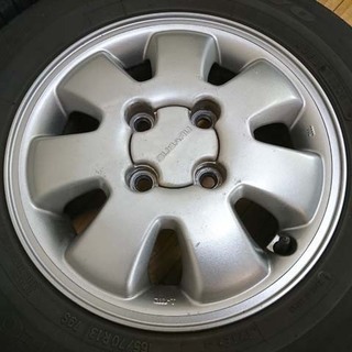 サンバー軽カー他 スバル純正アルミ付 夏タイヤ165/70R13 ガリ無しの画像