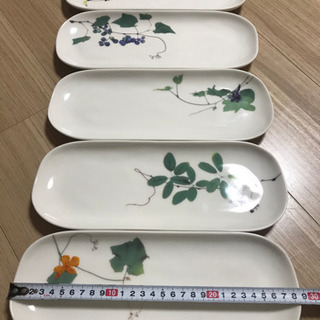 【お取引き中】大田順子　長皿　さんま皿　植物モチーフ　ぶどう柄など