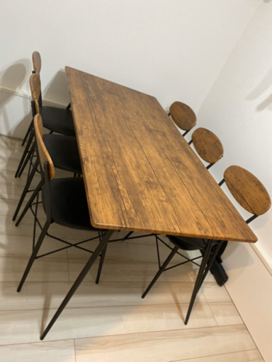 値下げ交渉可】【ほぼ新品】ダイニングテーブルセット 6人掛け(7点)