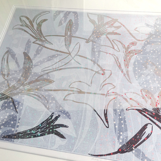 額装 版画 白駒一樹 Lilies Ⅰ AP　額約117×87 大判 札幌市 豊平区 平岸の画像