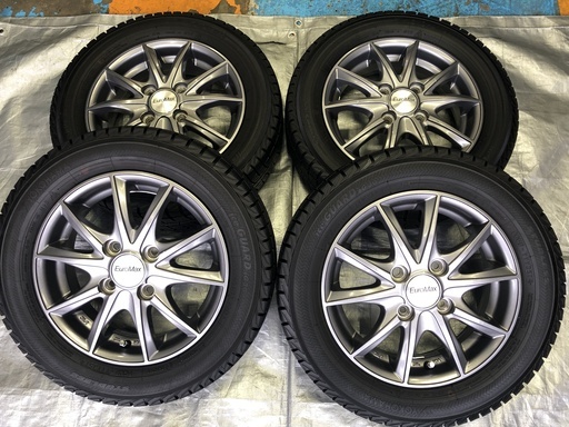 スタッドレスタイヤ155/65Ｒ/13　ＥＵＲＯＭＡＸ１３インチアルミ 4穴　PCD100　ホンダライフ等に