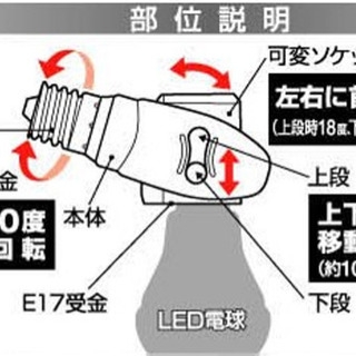 新品・未使用　ムサシ RITEX 【E17 LED電球専用】 可変式ソケット 屋内用 DS17-10の画像