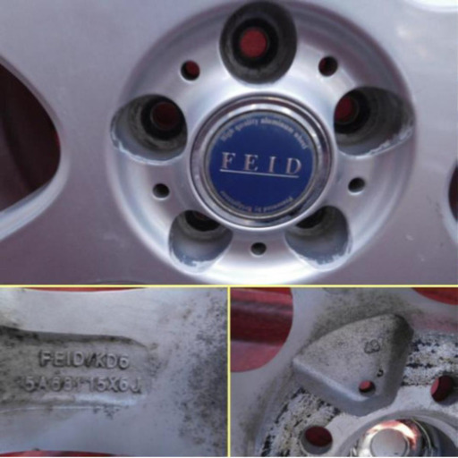 【H273】ホイール4本*FEID15×6Ｊ 5穴 PCD 100 +48 送料無料