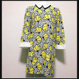 【美品】ミニワンピース チュニック 花柄 アングラポップ レトロ サイケの画像