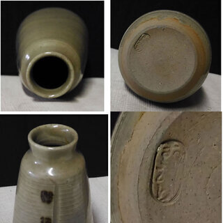 c466 虫明焼 四方小徳利 綴じ目 英山 作 徳利の画像