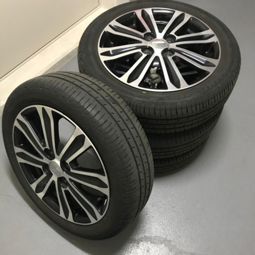 129-2ブリヂストンECOPIA165/55R15ダイハツ純正アルミホイール付4本セット15×4.5J +45 人気のポリッシュ BRIDGESTONE EP150