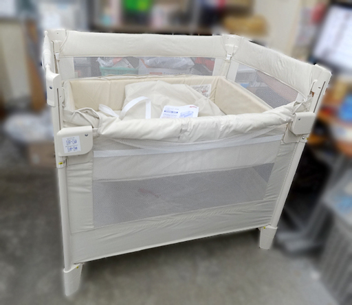 Aprica アップリカ 折りたたみ ベビーベッド COCONEL AIR ココネルエアー メッシュ 9X199MIKJ 66046 ミルク/収納袋・取説有/サークルにも　札幌 豊平区 アウトレットモノハウス平岸店