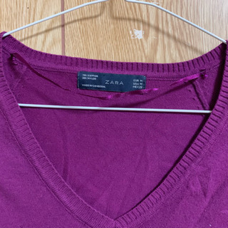ZARA☆ニットセーターレッドパープル Mの画像