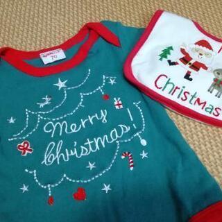 新品 クリスマス ロンパース 70 スタイ セットの画像