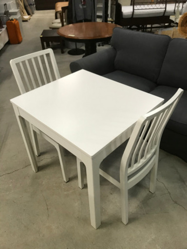IKEA イケア ダイニングテーブルセット エーケダーレン 伸縮式 イス×2脚
