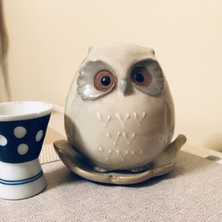 お香たて フクロウとおちょこ