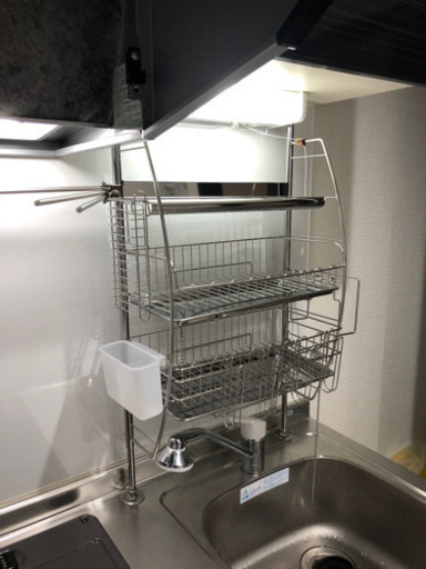 水切り　水切りラック　ステンレス　突っ張り　つっぱり