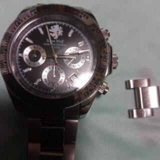 激安❗美品❗新品電池交換済み❢委託❢ズッシリと重たい❢SEVENwolfカレンダー付クロノグラフ腕時計❢の画像