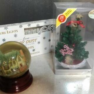 ミニクリスマスツリーライトスノーボールセット残１