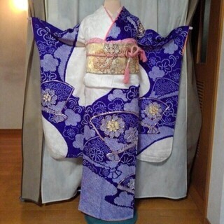 振り袖P(紫色)、長襦袢、袋帯、小物セット