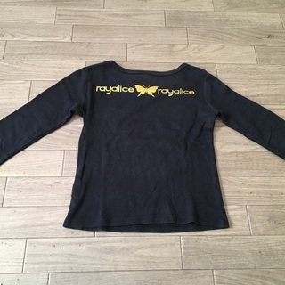 韓国系ブランド、rayalice のキラキラビス付 黒×ゴールドのカッコいいロンT 120㎝の画像
