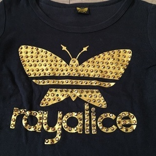 韓国系ブランド、rayalice のキラキラビス付 黒×ゴールドのカッコいいロンT 120㎝の画像