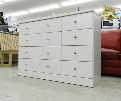 ローチェスト 幅119.5cm 4段 鏡面 タンス 衣類収納 整理タンス ホワイト SANKOU エタン・ラゲット ☆ PayPay(ペイペイ)決済可能 ☆ 札幌市 北区 屯田