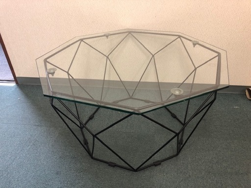 ガラステーブル　アイアン