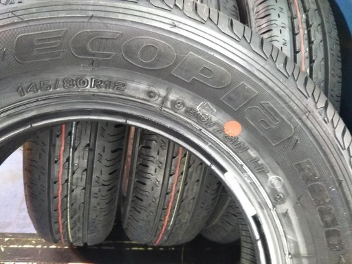 夏12インチ 軽トラック 軽1BOX 新車 4本 公道未使用【点検OK】ブリヂストン 145/80R12 LT エコピア R680 N